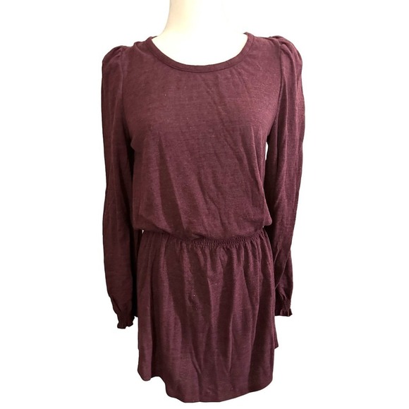 NWT CHASER Revolve Triblend Puff Sleeve Smocked Waist ShirtTail Dress - Medium - Picture 1 of 6